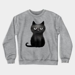 Minimalist Black Cat Design Crewneck Sweatshirt